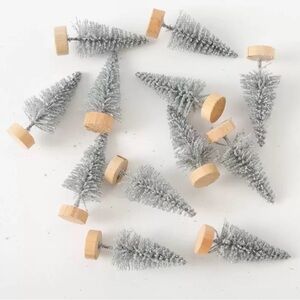 12 Pc Miniature Silver Christmas Trees